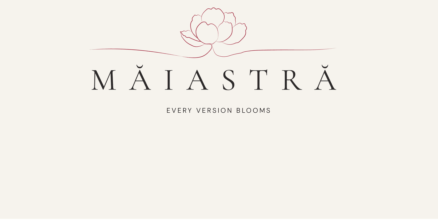 MĂIASTRĂ — signature logo cu bujor